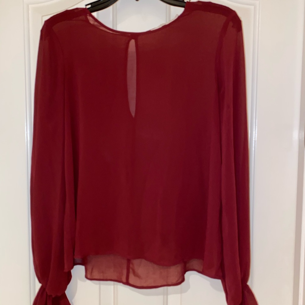 Lush deep red burgundy sheer blouse
